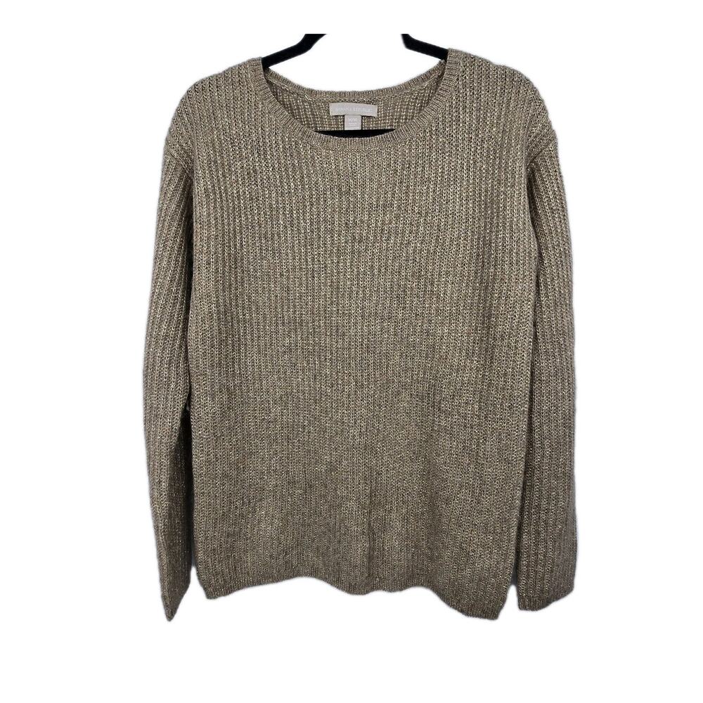 Banana Republic Gold Metallic Alpaca Wool Sweater Womens MED Holiday Minimalist